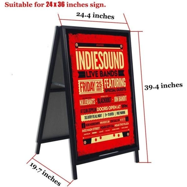 A Frame Sidewalk Sign, Heavy Duty Sandwich Board Signs 24×36 in(print included)
