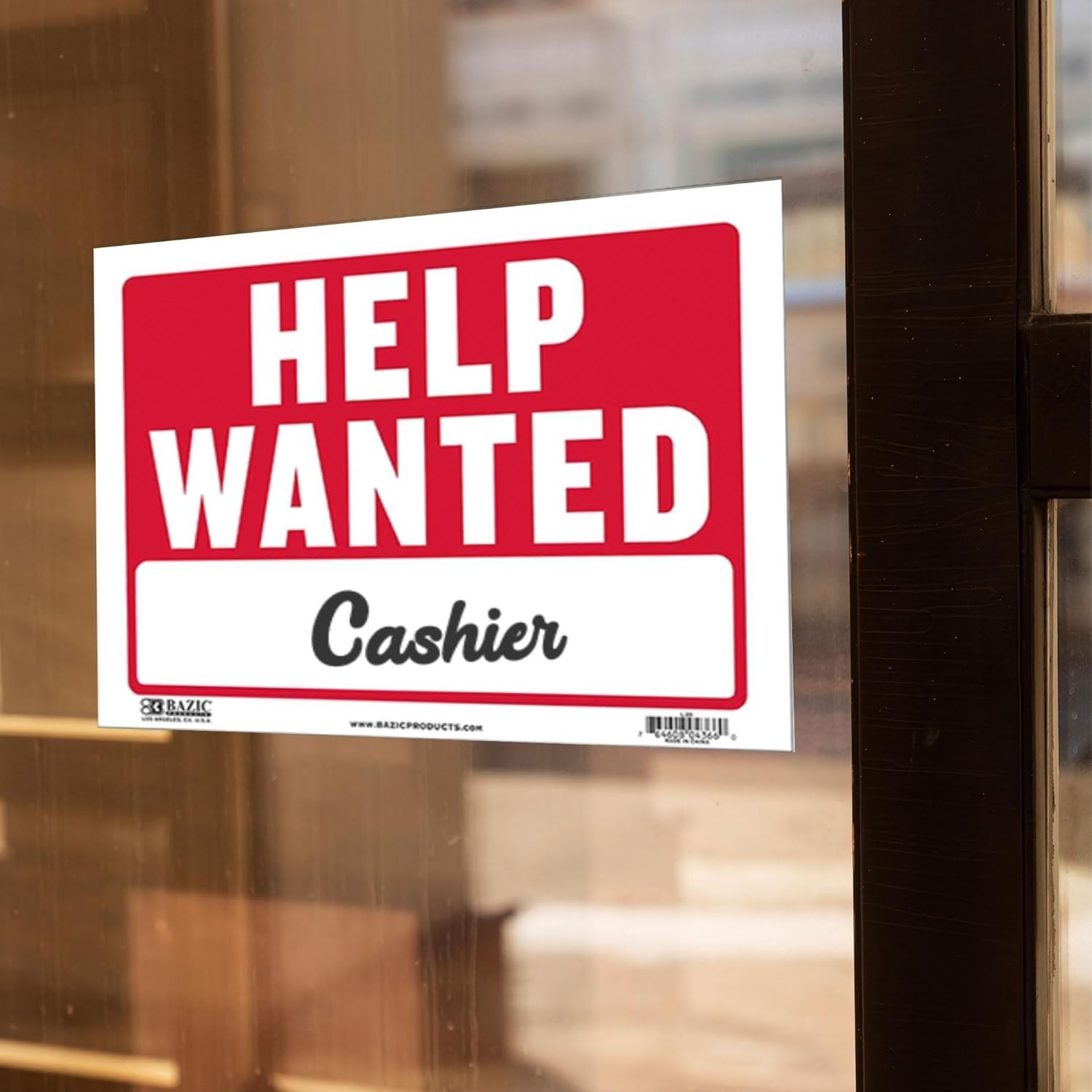 BAZIC Help Wanted Sign 12″x16″, Now Hiring Plastic Signs for Job Fair Store M