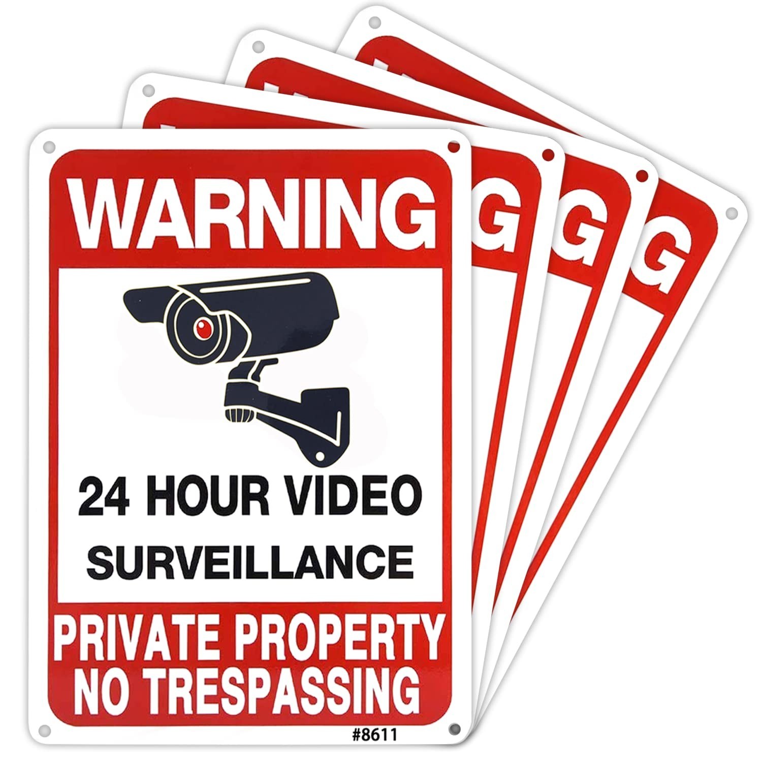 4-Pack No Trespassing Signs Private Property, 10×7 Inch Heavy Duty Rust-Free Alu