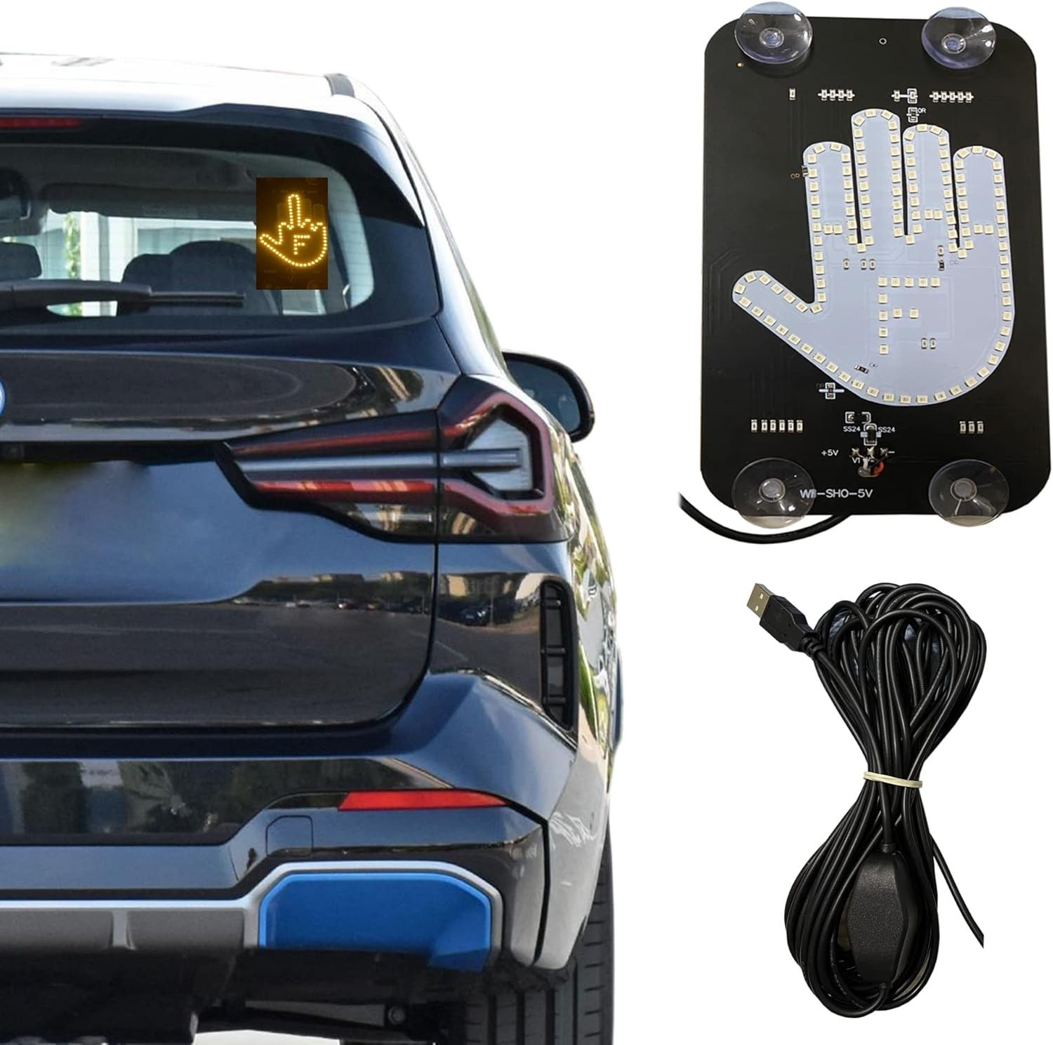 LED Middle Finger Sign for Car, Truck, Thank You Lights, Thumb Up Down Light, Co