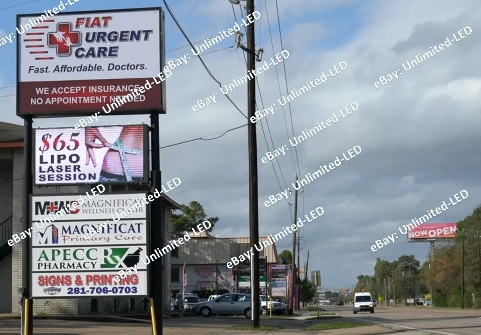 5′ x 10′ P10 Outdoor Double-Sided Full-Color LED Billboard Sign 5 Years Warranty