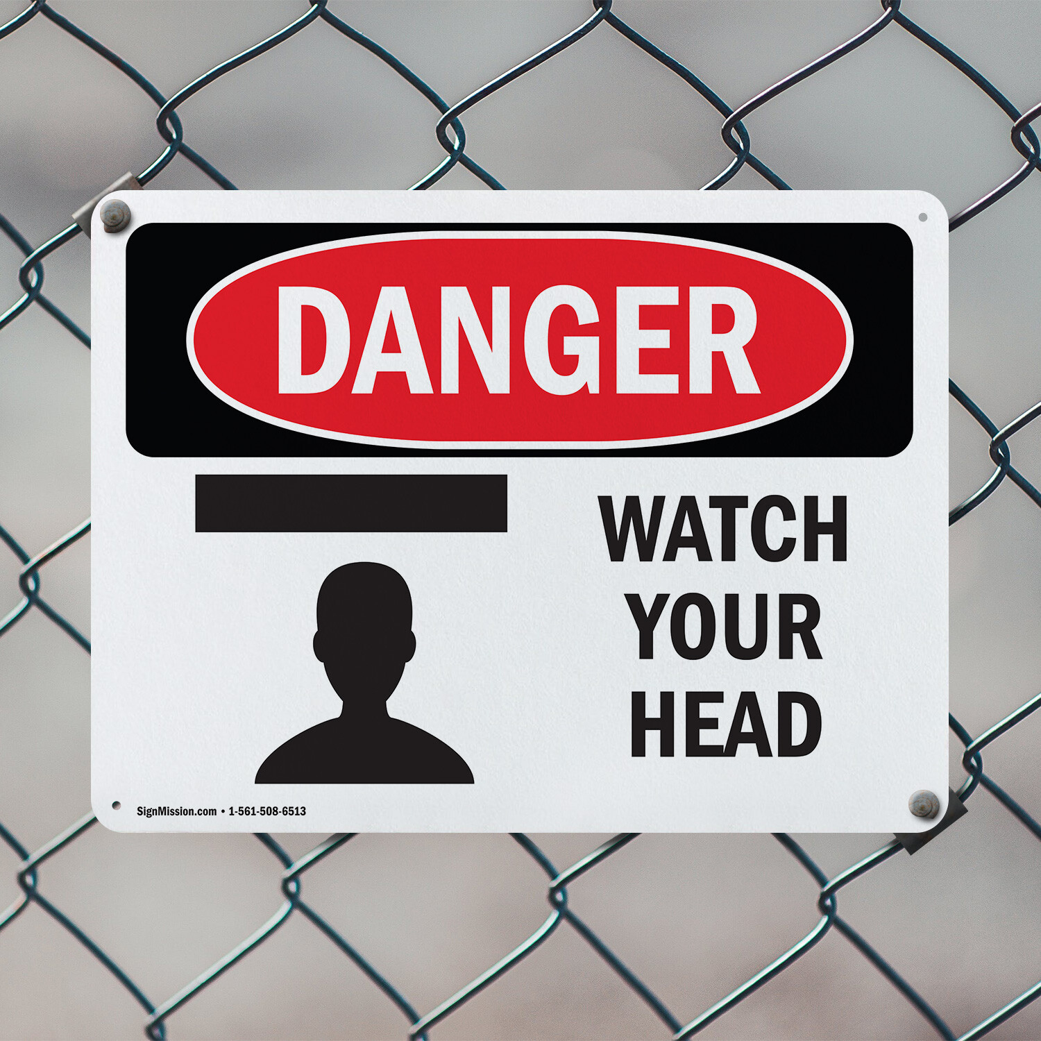 (2 Pack) Watch Your Head OSHA Danger Sign Decal Metal Plastic