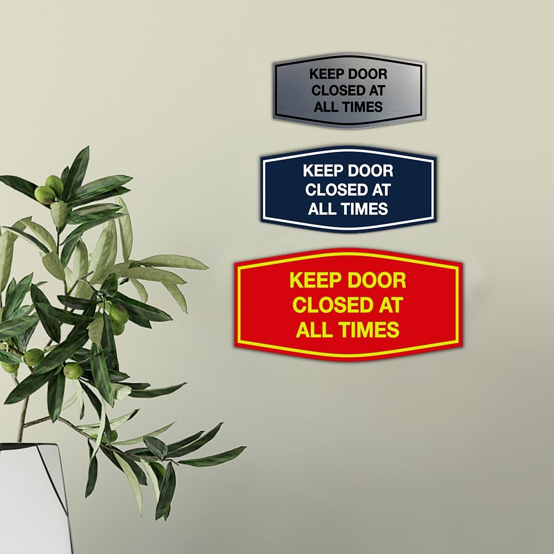 Fancy Keep Door Closed At All Times Sign Navy Blue White Medium