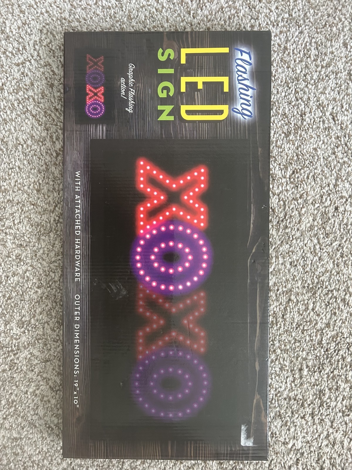 Flashing LED XOXO Illuminated Sign Multi-Color 19 x 10 in Includes Hardware