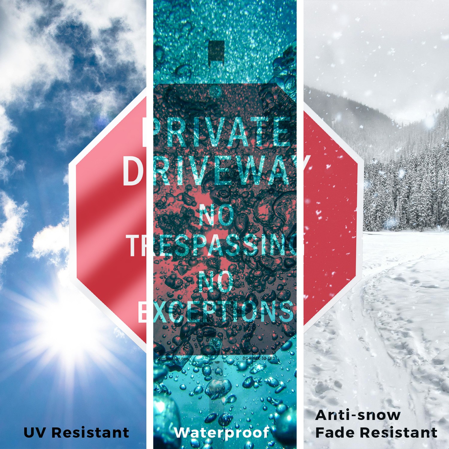 Private Driveway No Trespassing N Octagon Sign With Stake Weather Resistant