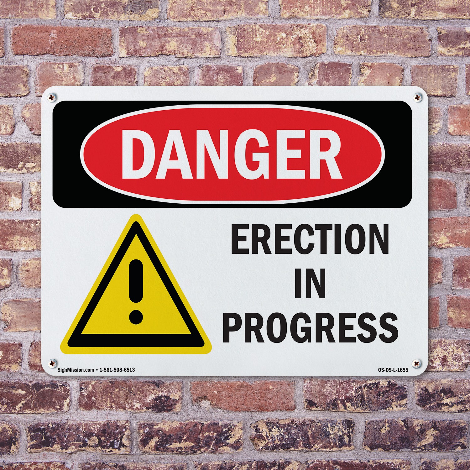 Erection In Progress OSHA Danger Sign Metal, Plastic, Or Decal – 5 or 10 Pack