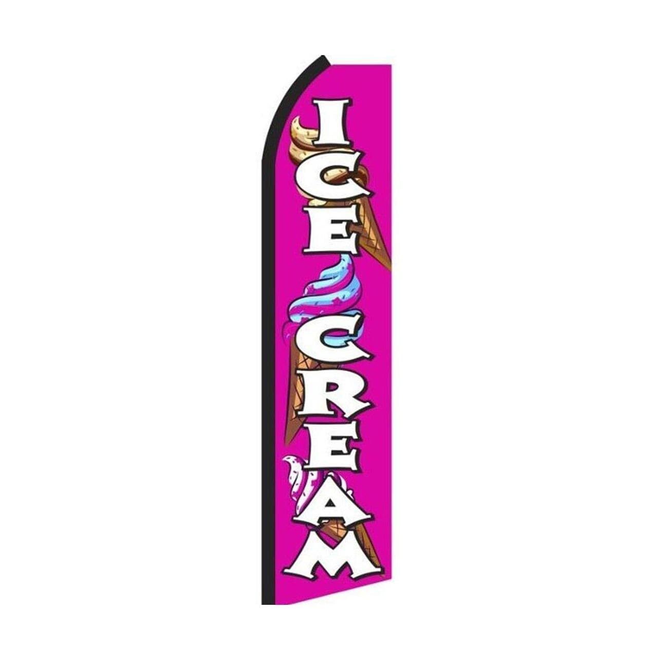 Ice Cream Pink Swooper Flutter Feather Flag | 3ft W x 11.5ft Tall