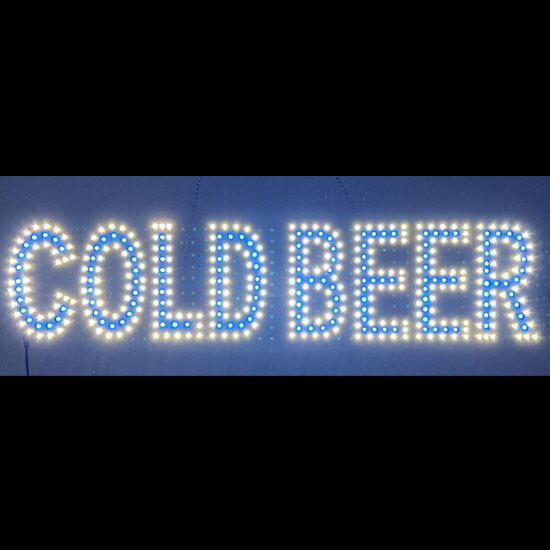 LED COLD BEER SIGN (7″X32″ INCH) – WHITE / LIGHT BLUE COLOR