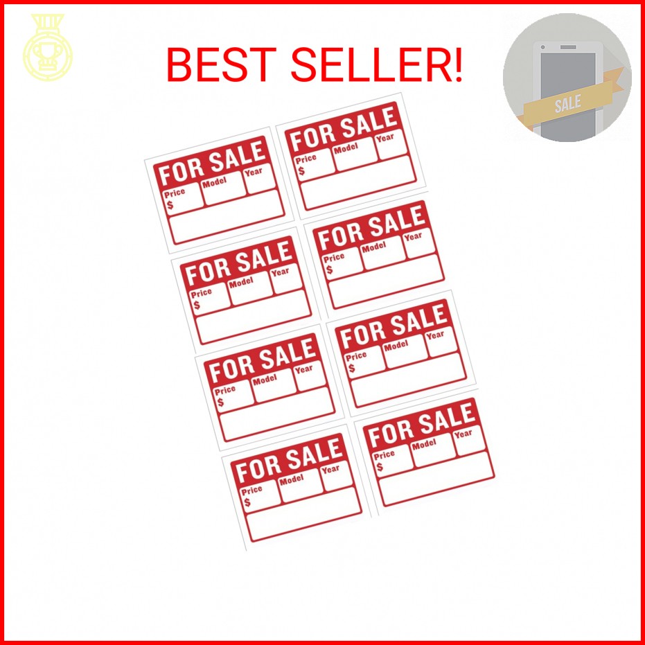Car For Sale Sign for Car and Vehicles Auto Sales Size 9″ X 12″ (2-Line) – 8PC