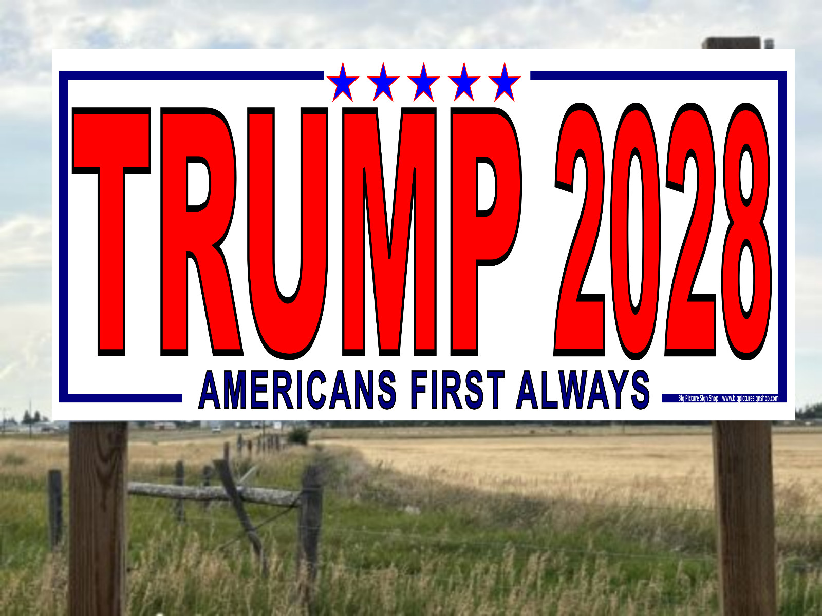 TRUMP 2028 Americans First Always -HUGE Banners-3 Choices Wh Blu Rd-45 Sizes-USA