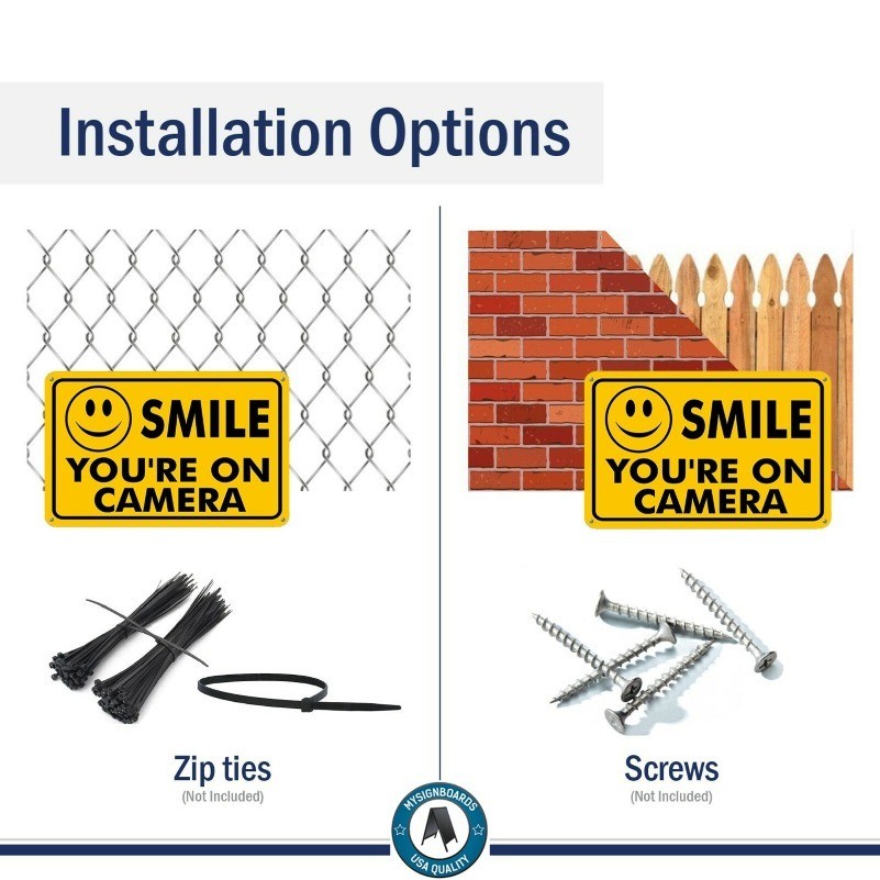 Smile You’re on Camera Warning Sign 8×12 Waterproof Yellow Metal Security