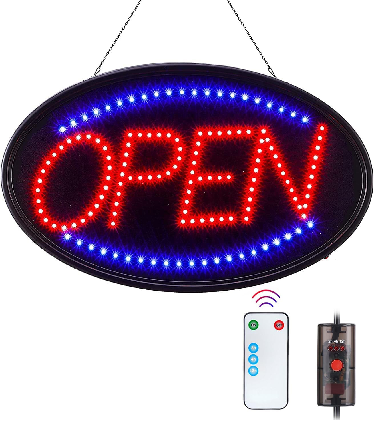 Large 23×14 LED Open Sign with Remote – Flashing & Steady Modes for Business