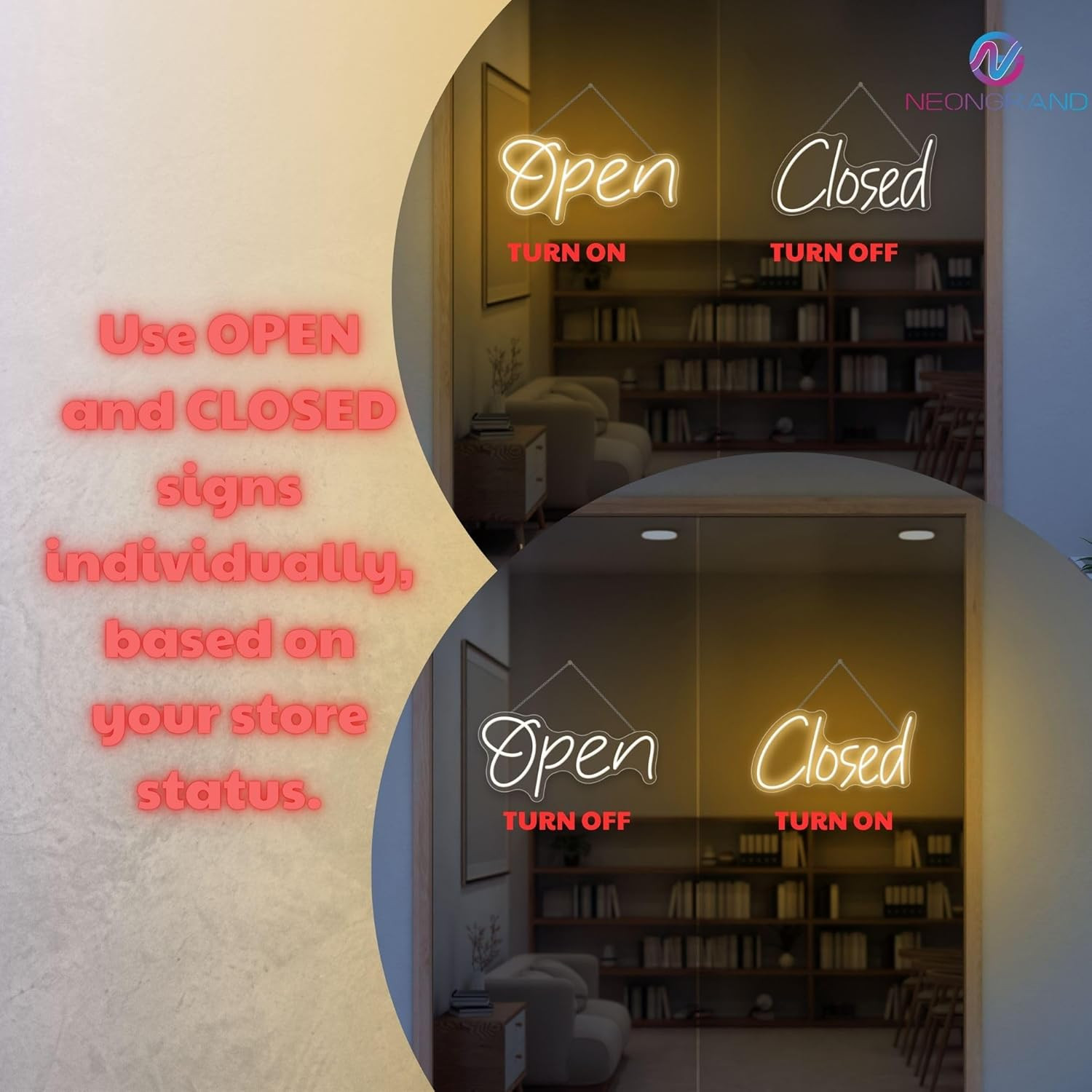 LED Open & Closed Sign Set – USB Powered Light for Business Display, 2 Packs