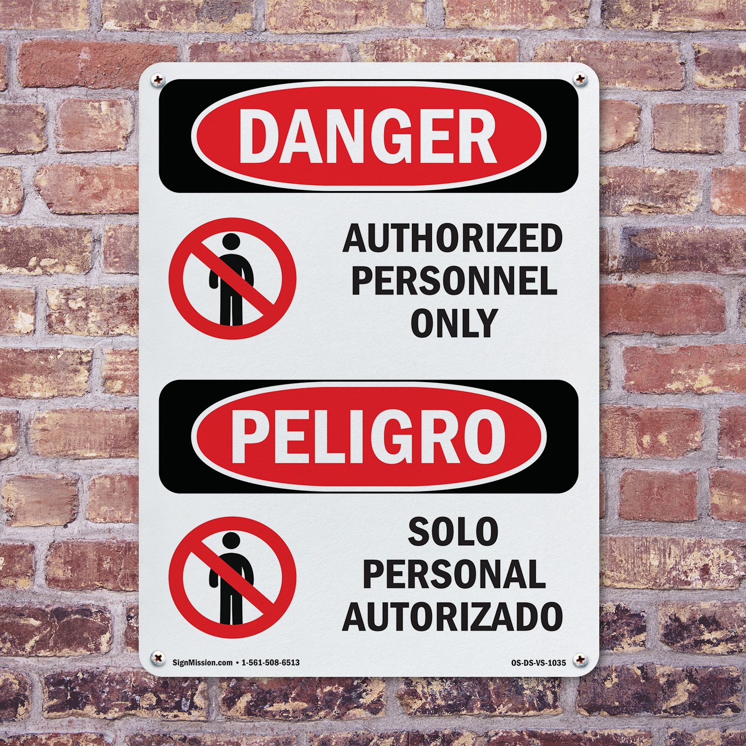 Authorized Personnel Only Bilingual OSHA Danger Sign Or Decal – 5 or 10 Pack
