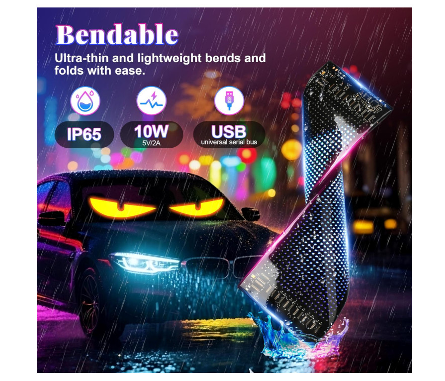 64×20 LED Car Eyes Display Sign – Programmable Scrolling Text & Animation