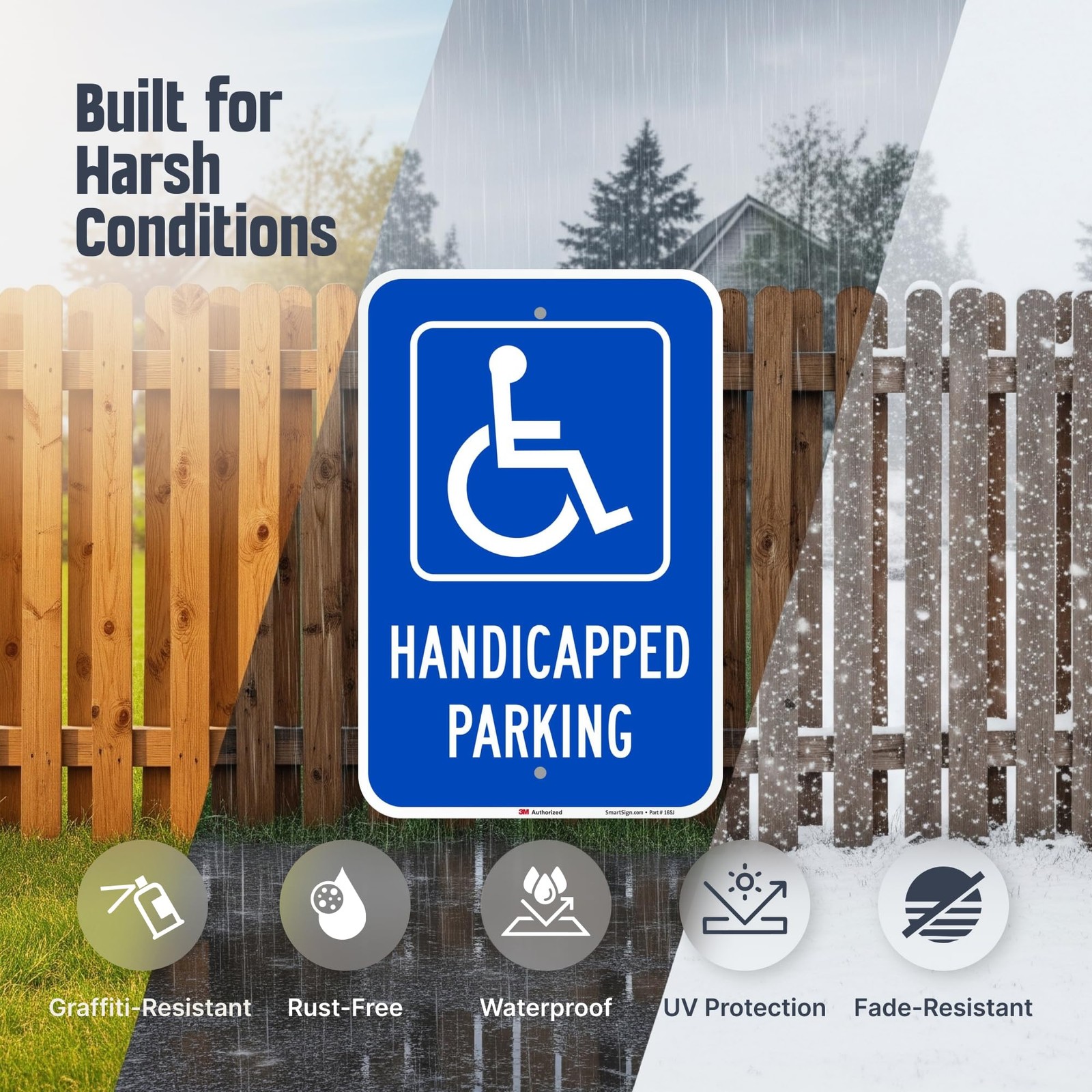 SmartSign Handicapped Parking Sign, 12 x 18 Inches 3M Engineer Grade Reflect…