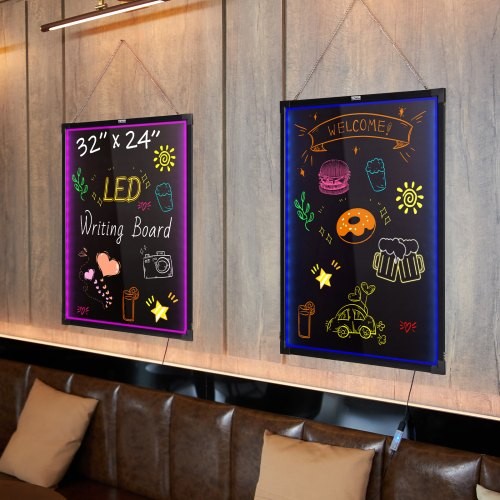 LED Message Writing Board 32″x24″ Illuminated Erasable Lighted Chalkboard