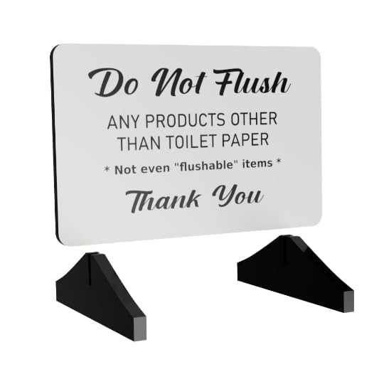 Do Not Flush Septic Tank Bathroom Sign Freestanding White With Acrylic Feet