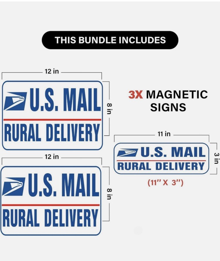 3 Pack Heavy Duty US Mail Delivery Driver Magnetic Signs Rural Carrier Car Truck