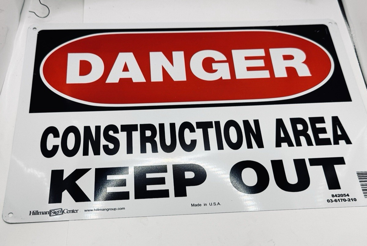 Lot of 100 Danger Construction Area Keep Out Metal Sign 10″x14″ Made in USA