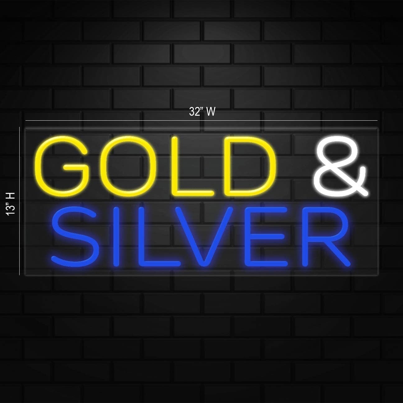 Gold & Silver Sign for Business Displays | LED Flex Neon | 32″W x 13″H x 1″D