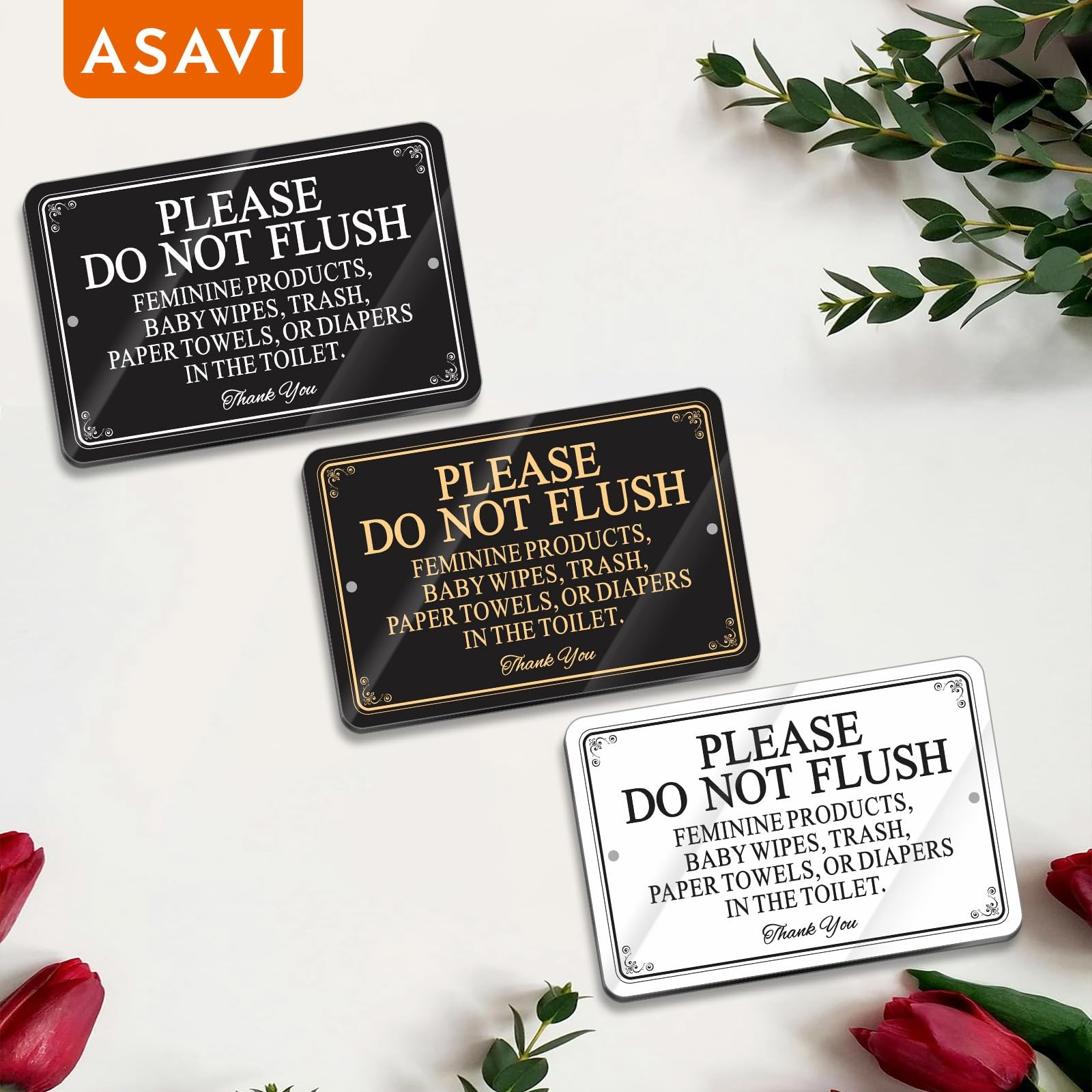 Please Do Not Flush Sign – 6×4 Inch Acrylic Bathroom Sign Waterproof & Durabl…