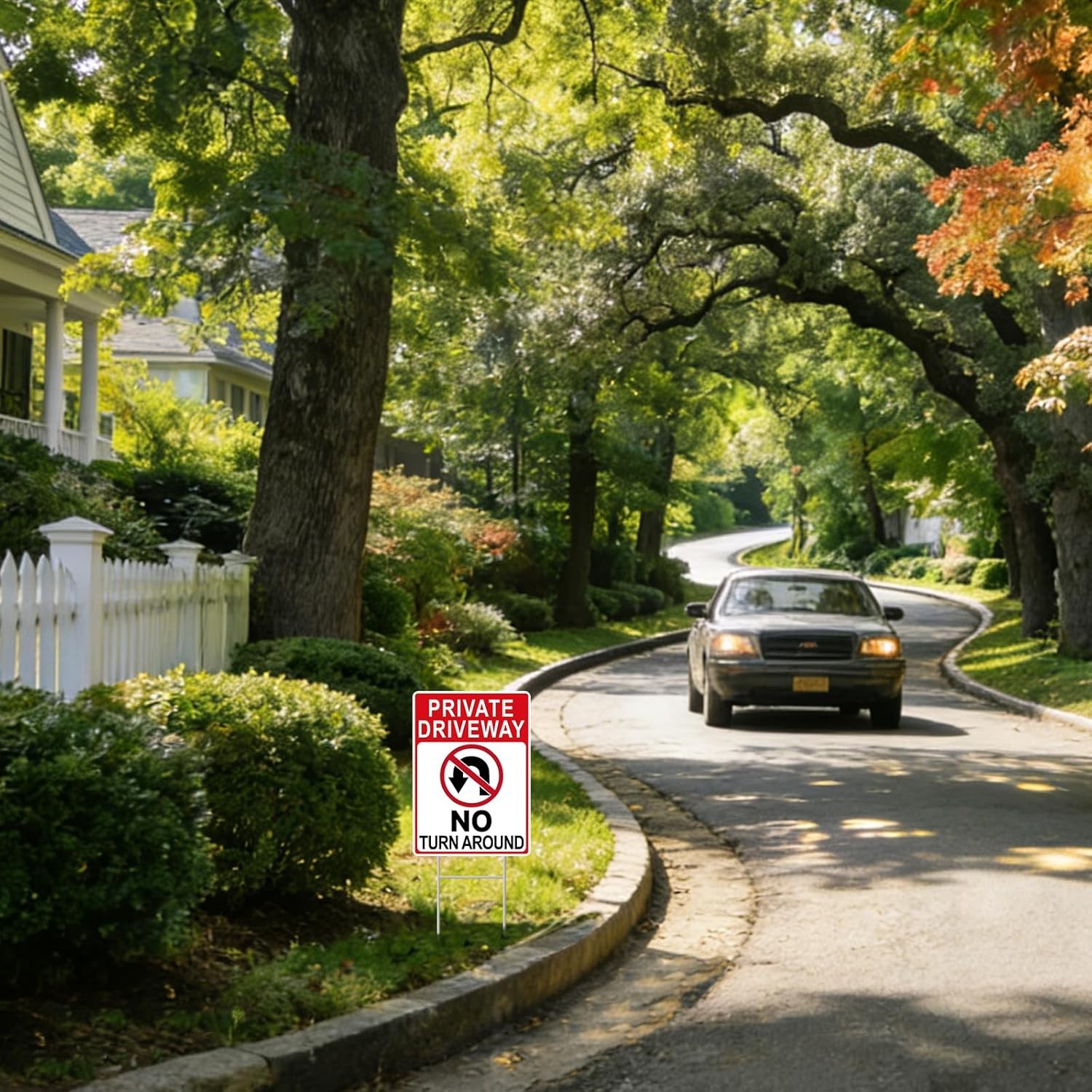 No Turn around Driveway Sign, 2 Pack Private Driveway Signs 14″X10″ Double-Sided