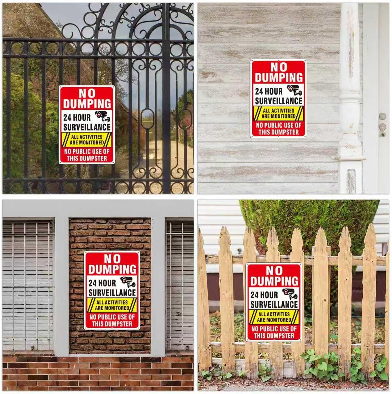 No Dumping Signs, No Public Use of Dumpster Sign, No Illegal Dumping Allowed 24