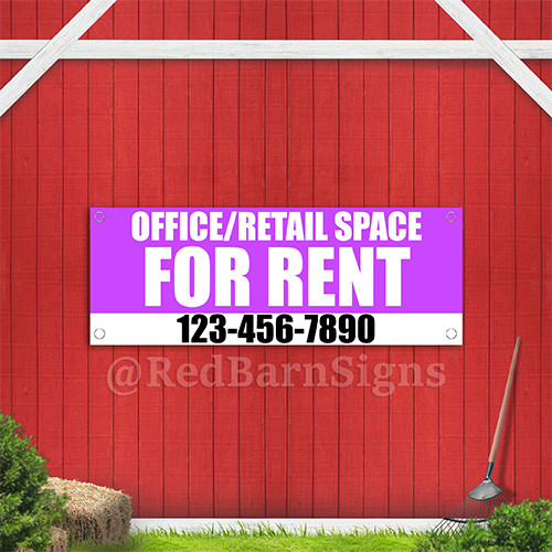 Office/Retail Space for Rent Indoor Outdoor Vinyl Banner Design