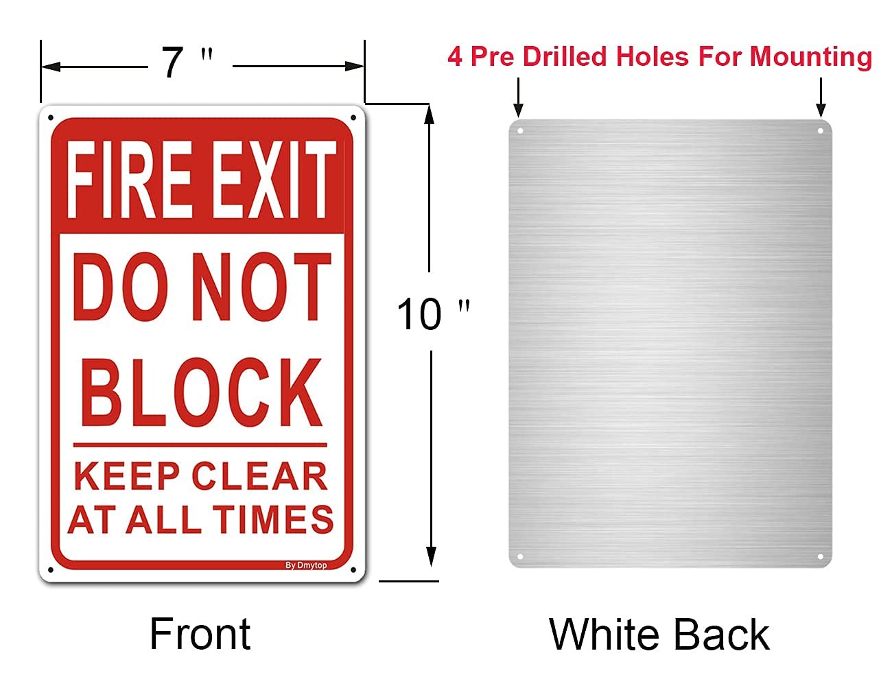Fire Exit Sign Do Not Block Door Signs Keep Clear at All Times Sign 10 x 7 In…
