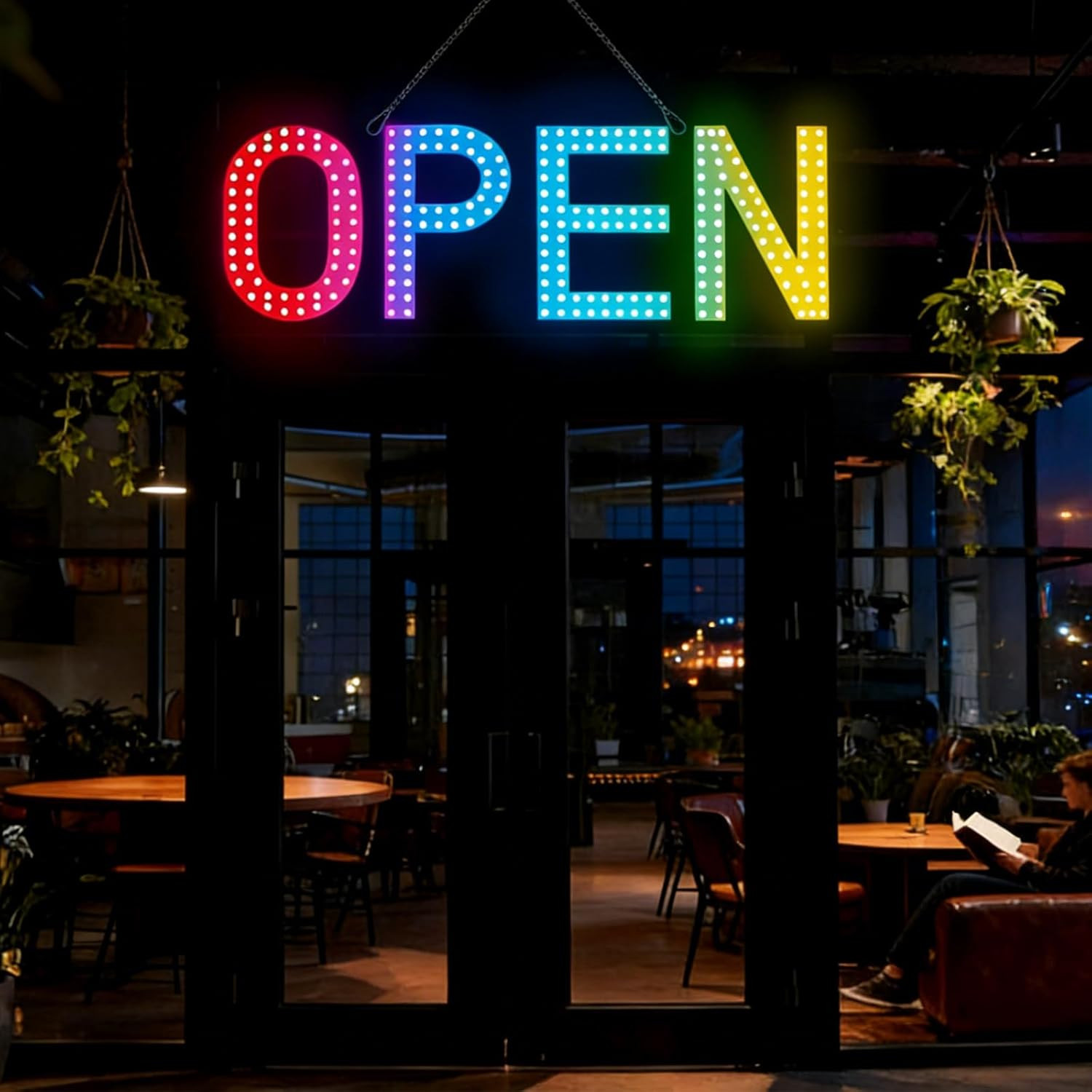 Super Bright Multi-Color LED Open Sign for Stores & Restaurants – 40″ x 14