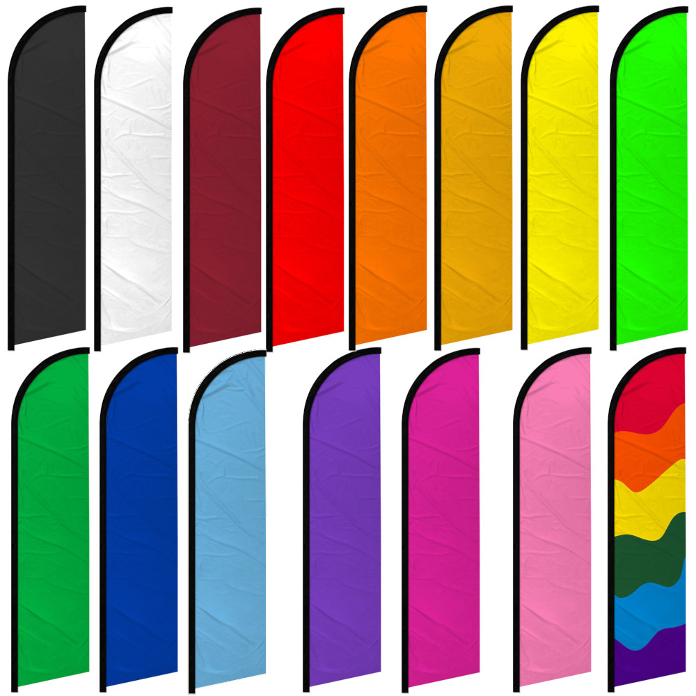 Solid Color Windless Advertising Swooper Flag Black Green Blue Red