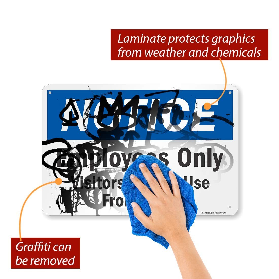 Notice Employees Only Visitors Please Use Front Door Sign Aluminum 12×18 Inch