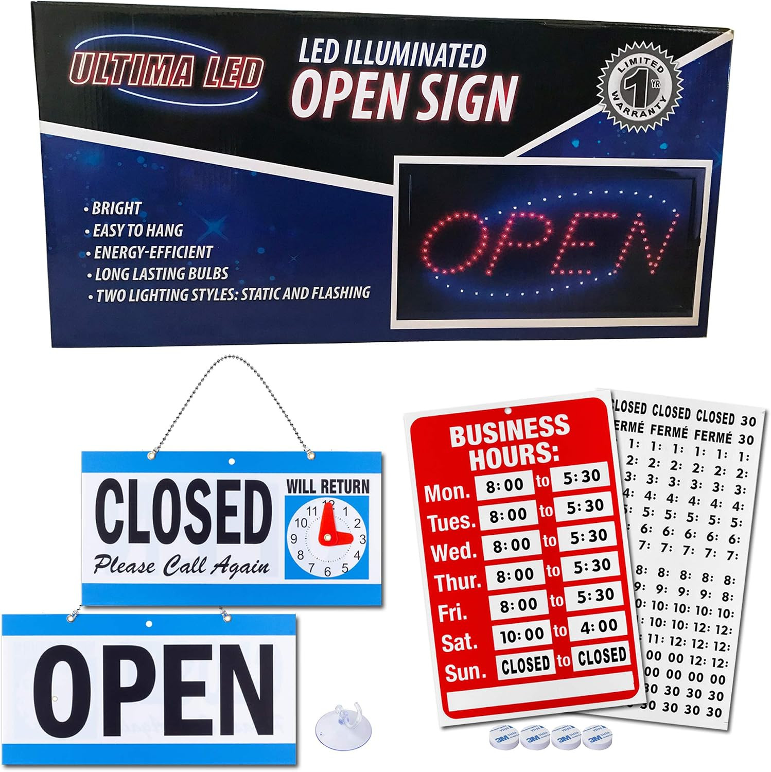 Neon Open Sign for Business: Horizontal LED Sign with Flashing Mode for Stores