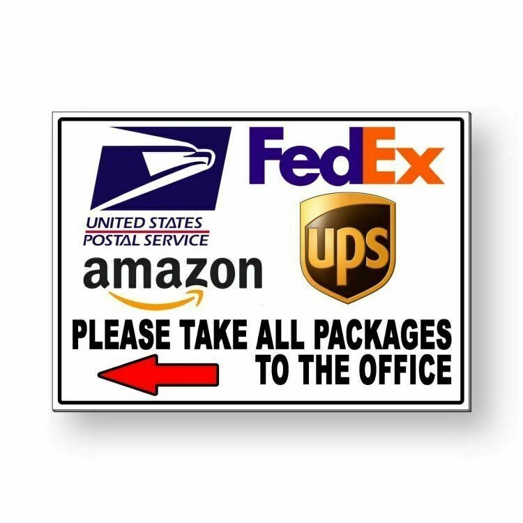 Please Take All Packages To Office Arrow Left Sign METAL