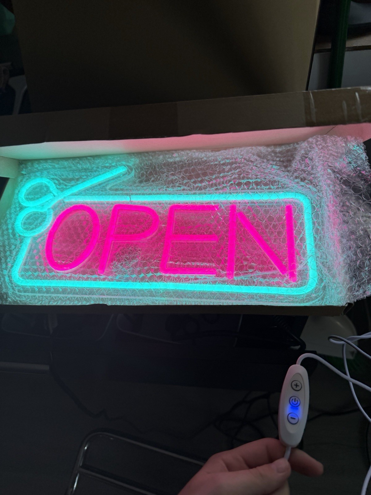 LED “OPEN” Illuminated Retail Sign, Adjustable Brightness, Glass, Multi-Color