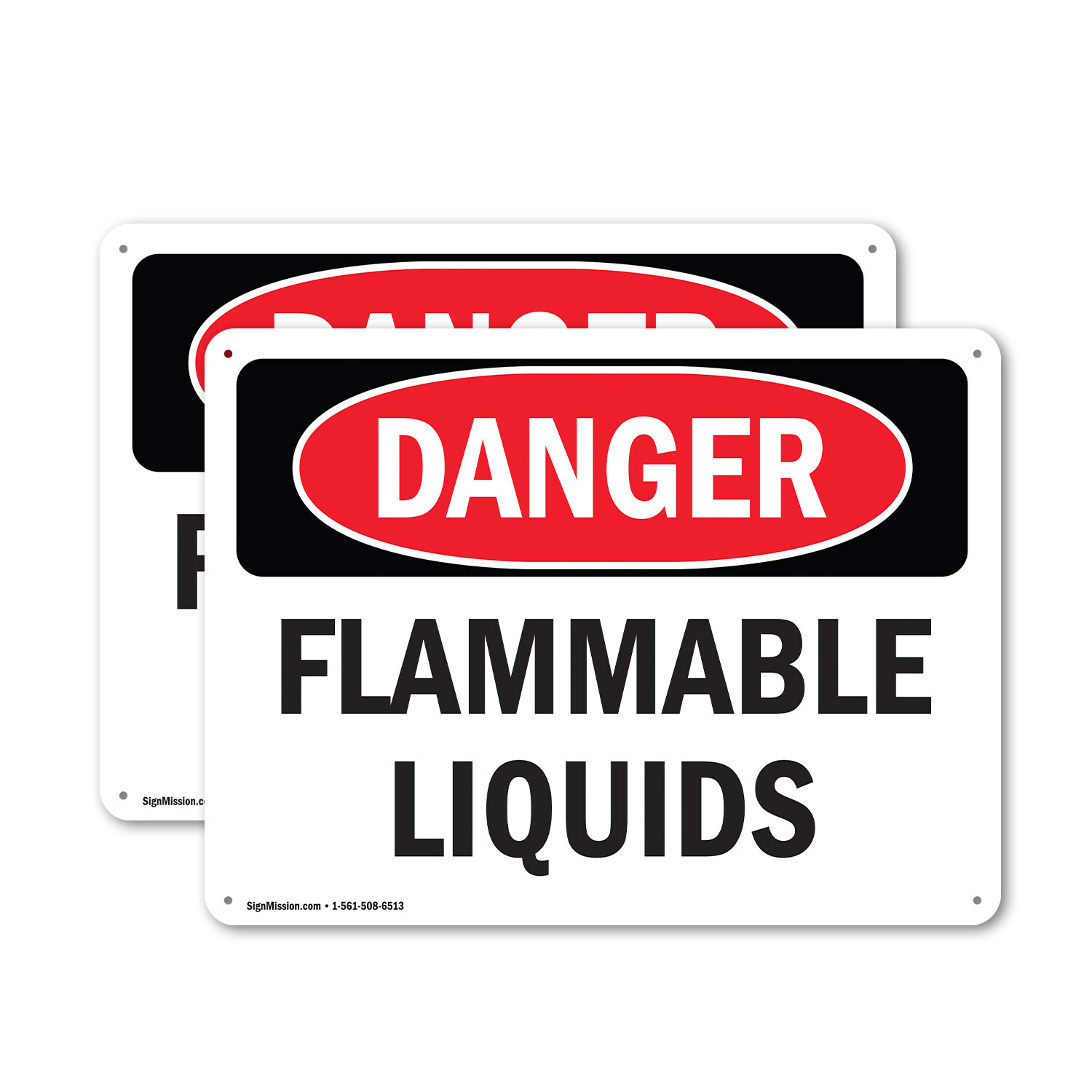 (2 Pack) Flammable Liquids OSHA Danger Sign Decal Metal Plastic