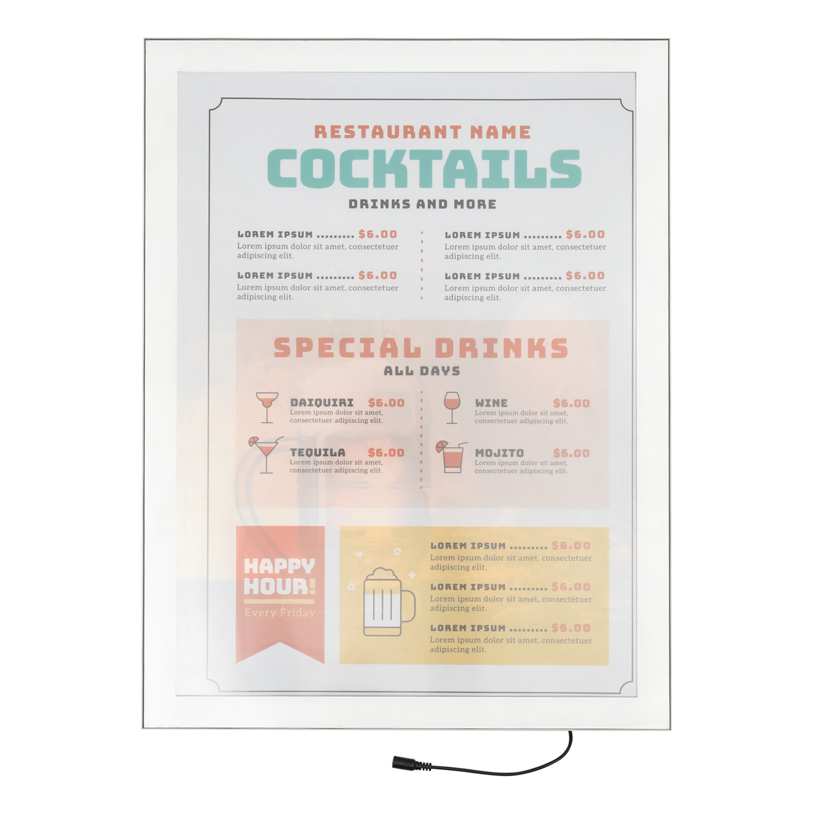 Movie Poster Frame LED Light Box Wall Mounted Menu Photo Sign Display Holder
