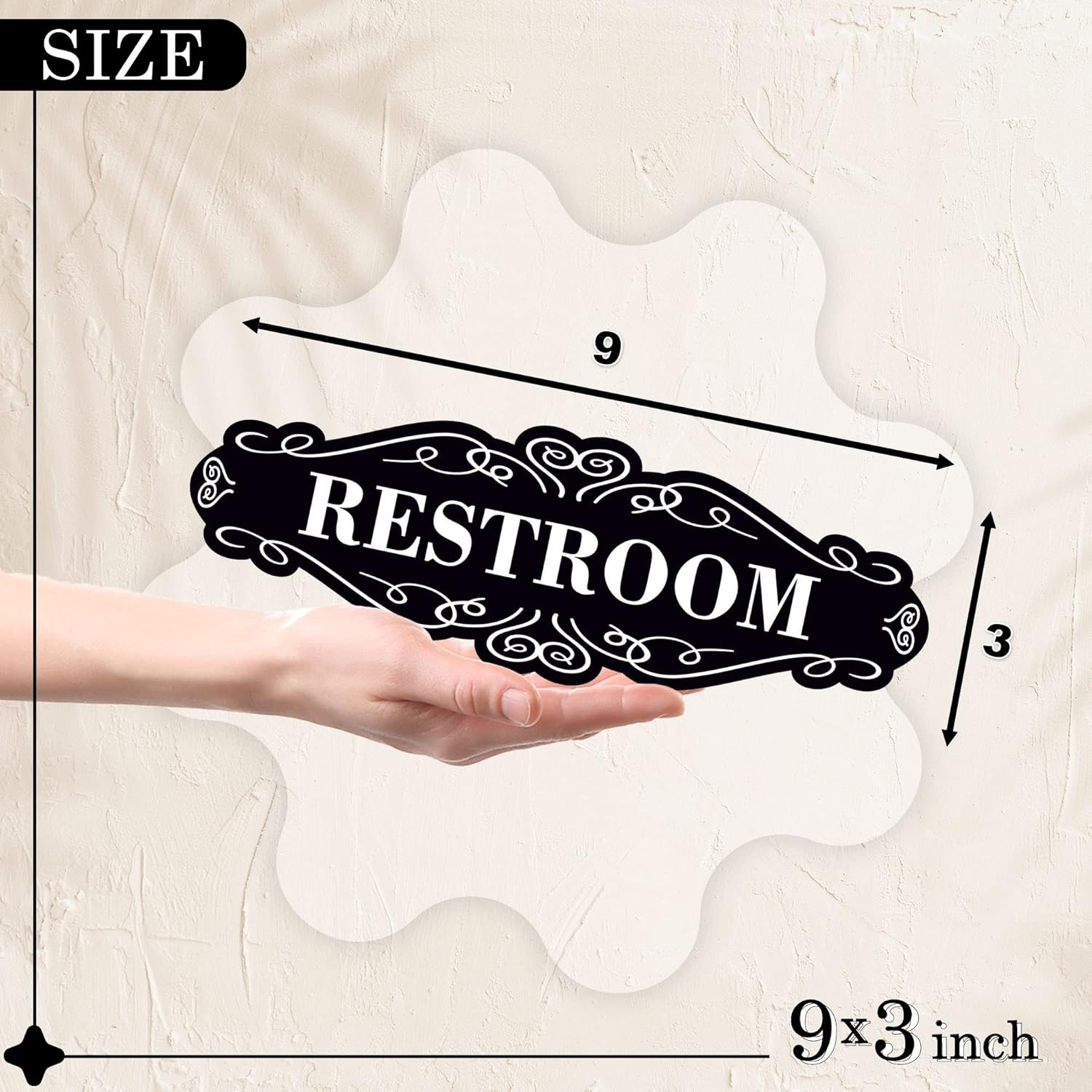 Restroom Sign for Door 9X3 Dibond Self-Adhesive Unisex Bathroom Sign Waterproo