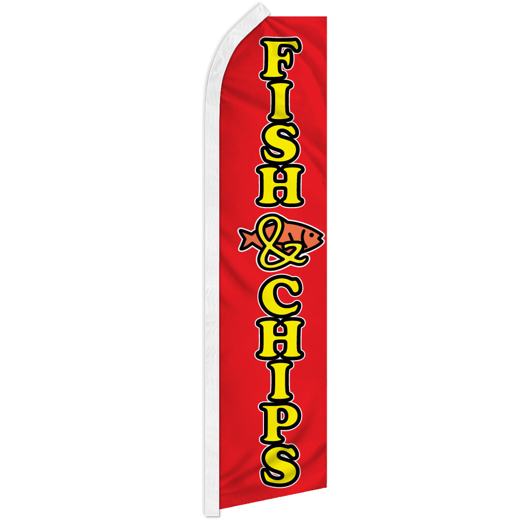 Fish & Chips Advertising Swooper Feather Flutter Flag Concessions Food