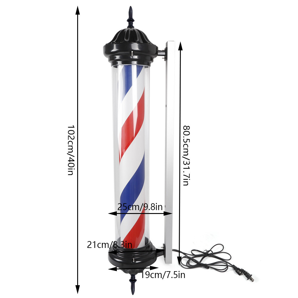 Barber Pole Light Barber Shop Rotating LED Sign Light Hair Salon Pole Light Lamp