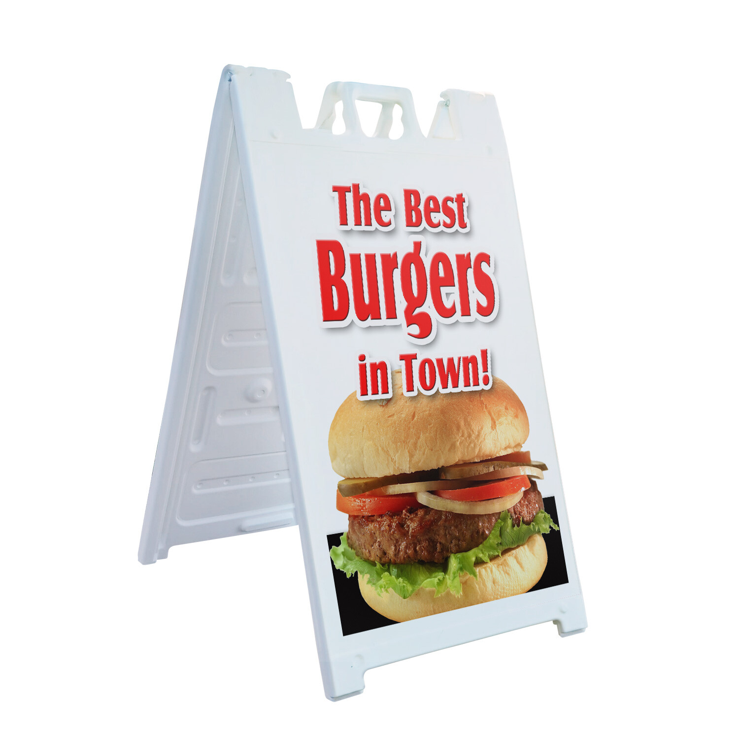 A-frame Sidewalk The Best Burgers In Town! 24″ x 36″ Double Sided A-Frame Sidewa