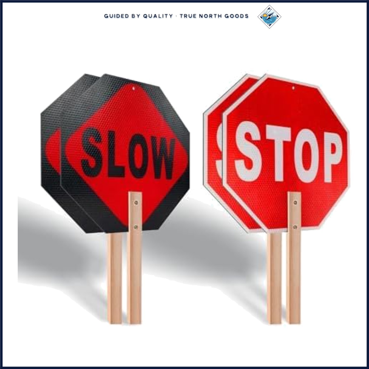Double-Sided Stop Slow Signs with High Visibility for Traffic Control – 12×12