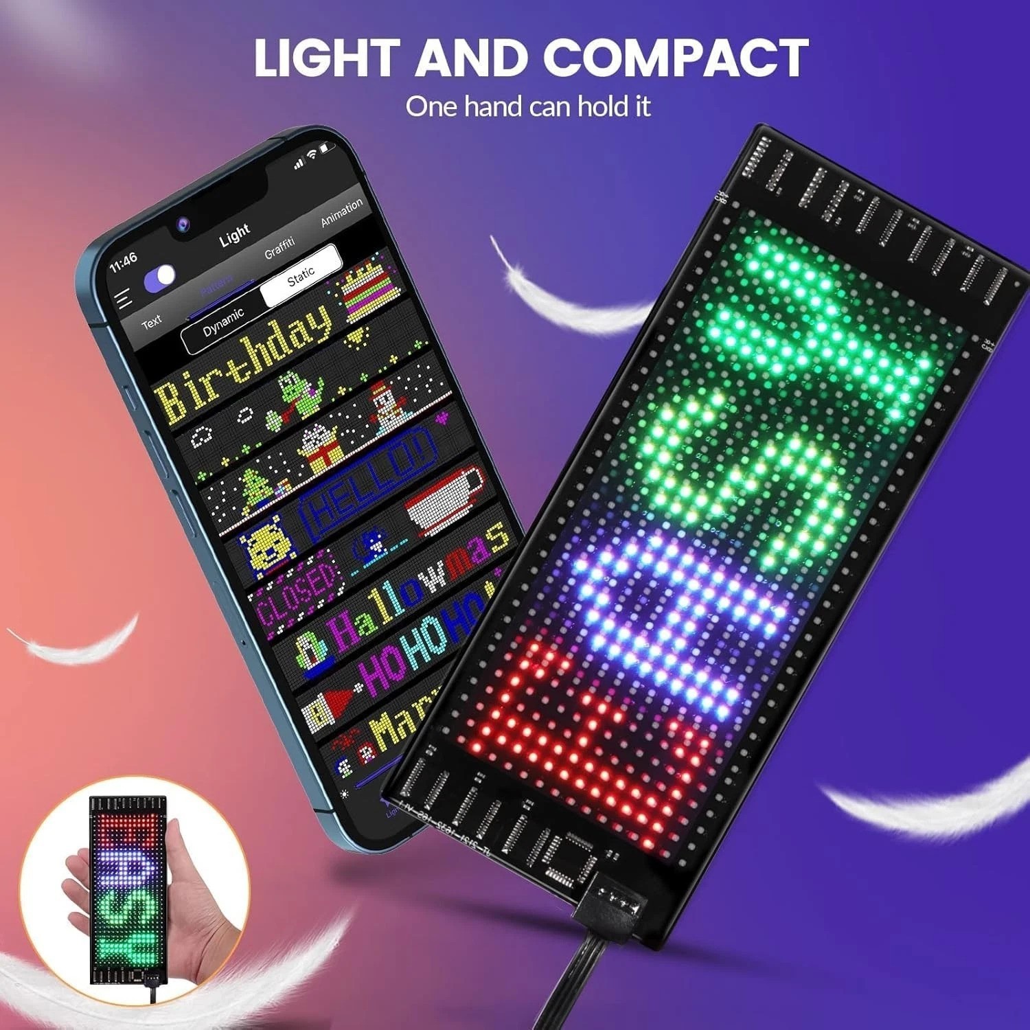 LED Sign for Car, 7”x3”Flexible LED Matrix Panel USB 5V Bluetooth Applicati…