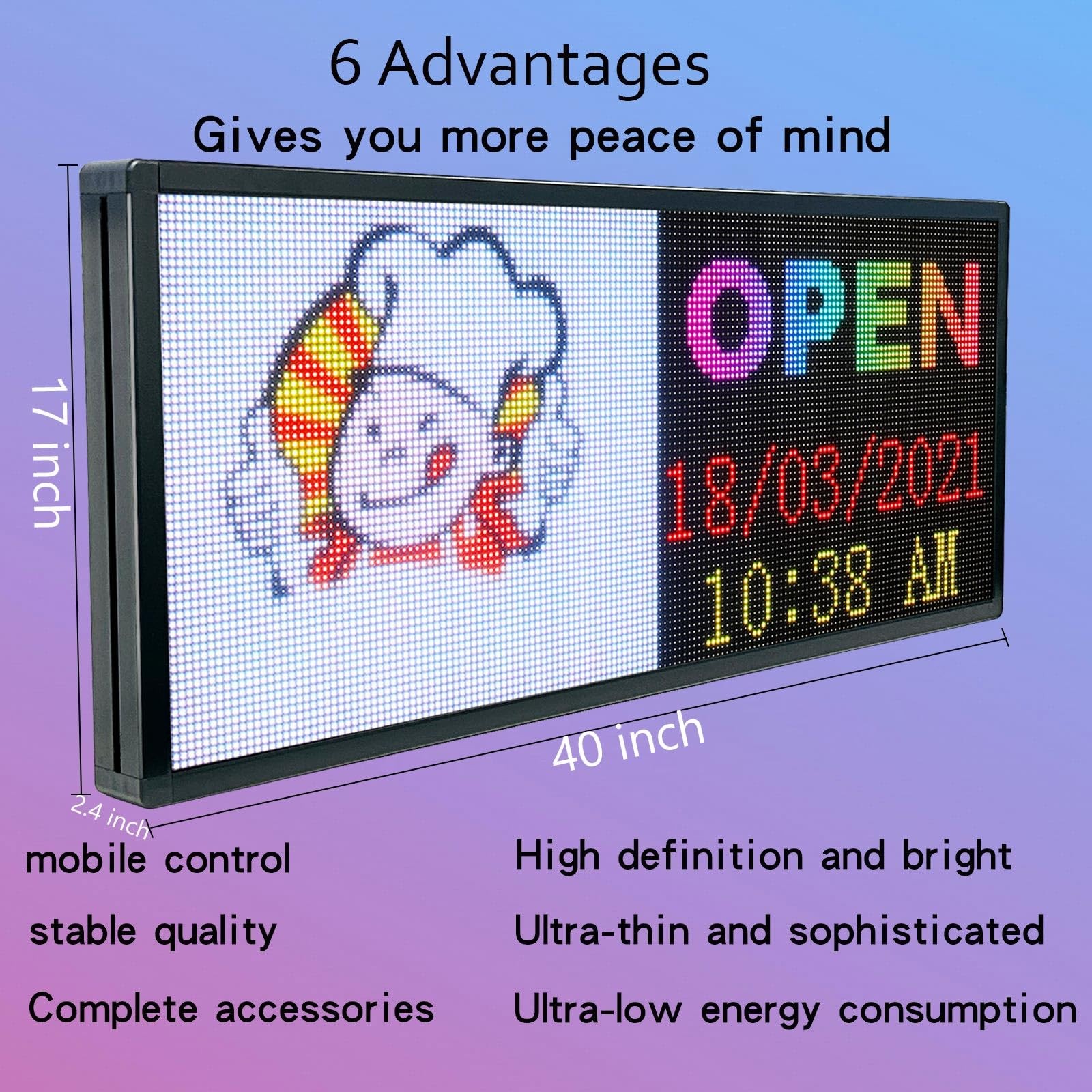 P6 Programmable Led Sign Custom Scrolling Outdoor Digital Signs Display 40″X17″