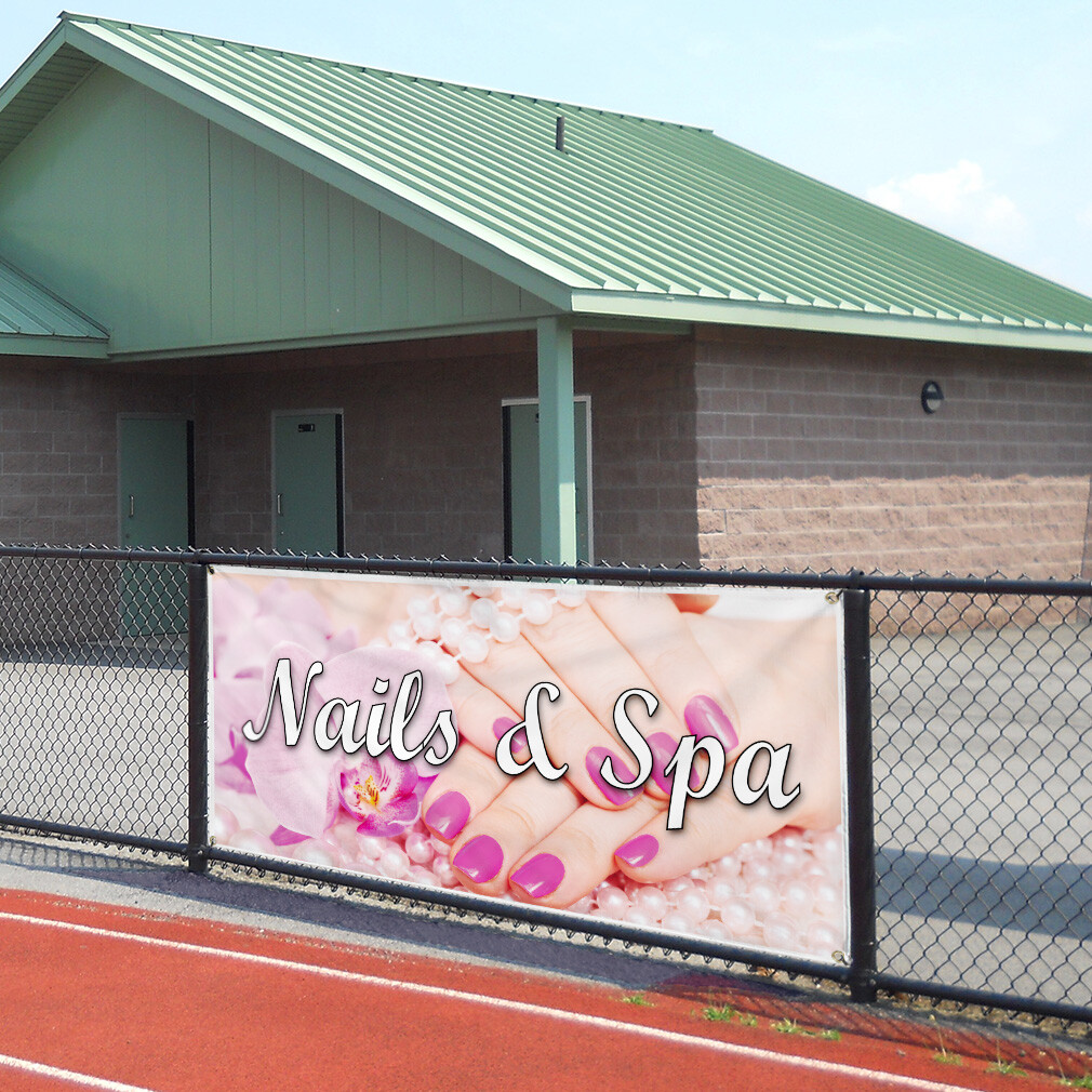 Vinyl Banner Multiple Sizes Nails& Spa Business B Business Salon & Spa Outdoor