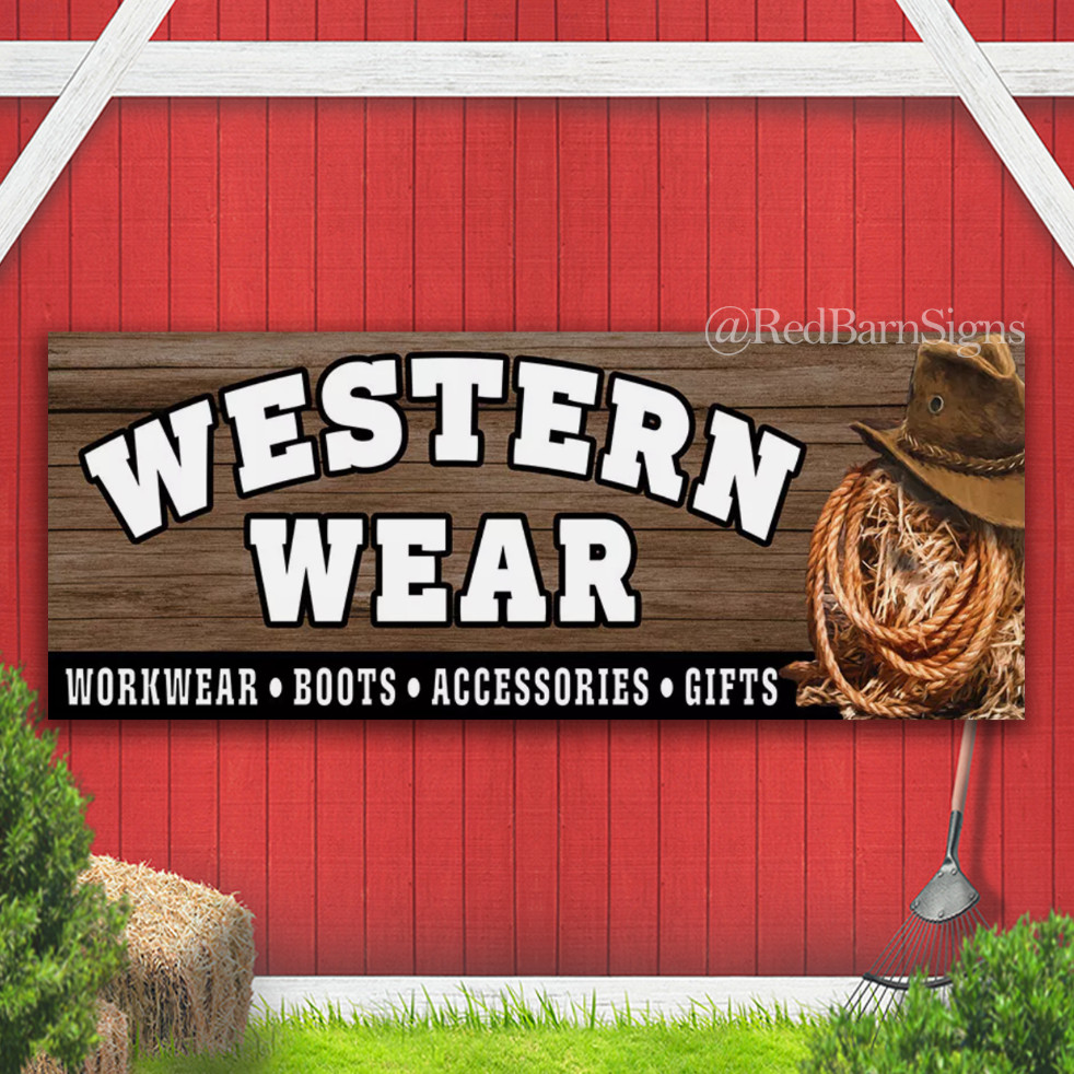 WESTERN WEAR Vinyl Banner with Optional Sizes (Made in the USA)