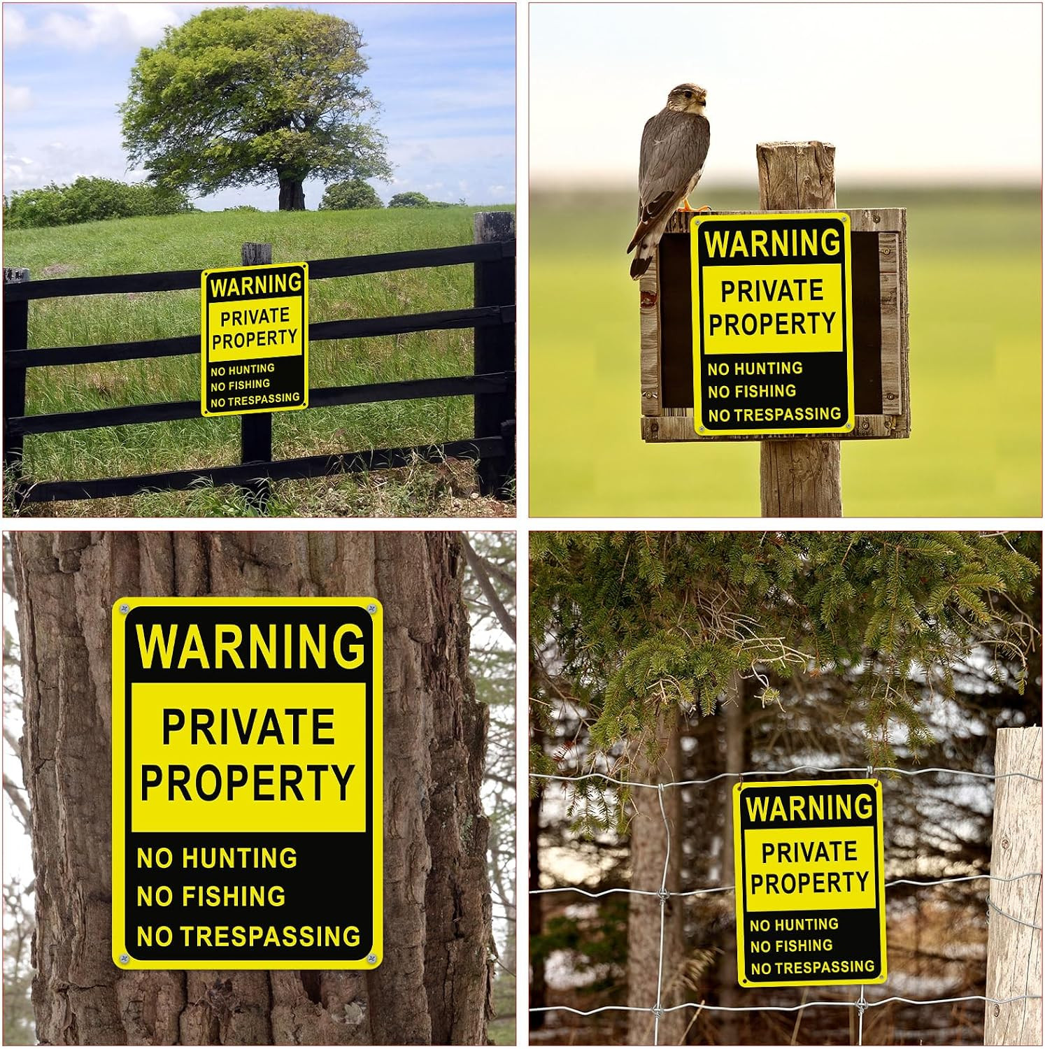 4 Pcs Posted No Trespassing Signs Private Property 10×7 Sign Reflective Aluminum