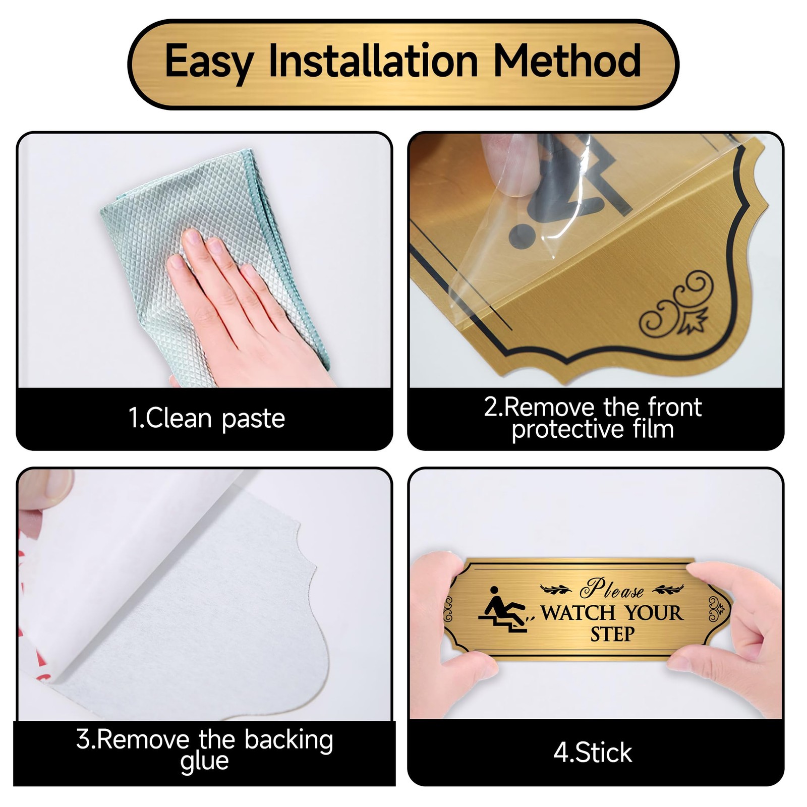 Self-Adhesive Waterproof “Watch Your Step” Sign for Indoor/Outdoor Use