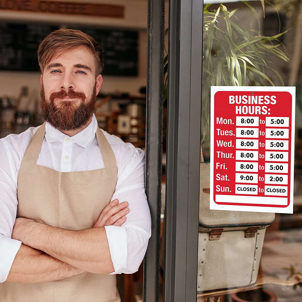 Open Closed Signs Kit Business Hours Store Office Operation Window Glass Door